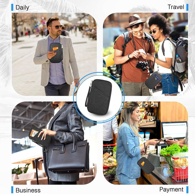 TOPBAG Passport Holder Family, Women RFID Blocking Passport Wallet, Travel Essentials Premium Wallets, Waterproof Passport Holders Bag for Men Traveling, Travel Document Organizer Credit Cards Case - Image 5
